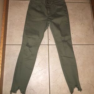 Green cropped jeans